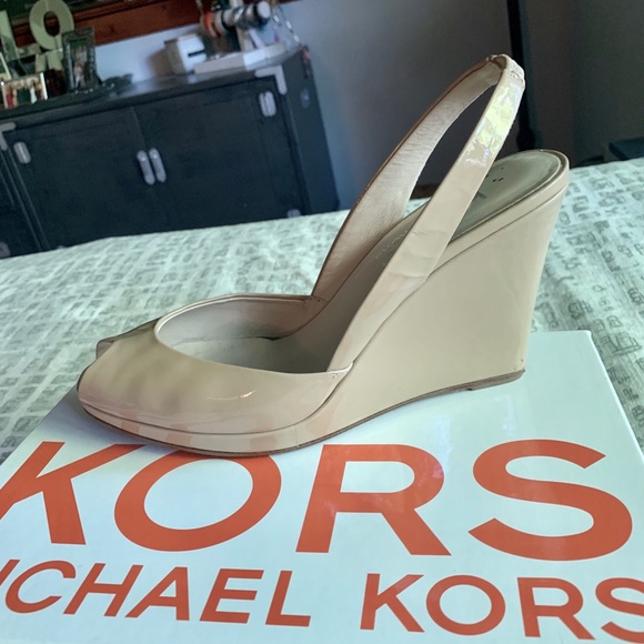 Michael Kors Shoes - Nude patent Michael Kors wedges
